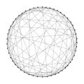 Wireframe sphere from abstract futuristic polygonal black lines Royalty Free Stock Photo