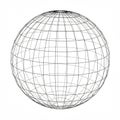 A wireframe sphere composed of intersecting curved lines, forming a grid-like pattern. Royalty Free Stock Photo