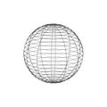 Wireframe sphere. Globe grid frame element. Geometric round net. Outline graphic design element. Royalty Free Stock Photo