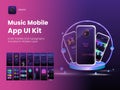 Wireframe UI, UX and GUI Layout with Different Login Screens including Account Sign In, Sign Up, Playlist for Music Mobile Royalty Free Stock Photo