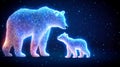 Wireframe Ursa Major and Ursa Minor. Low poly constellations. Great Bear and Little Bear on a starry night. Royalty Free Stock Photo