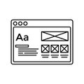 Wireframe in window lined icon. Website page line icon. Web page user interface in browser window. Isolated vector lined Royalty Free Stock Photo