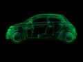Wireframe x-ray illustration sub-compact car Royalty Free Stock Photo