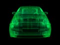 Wireframe x-ray illustration sub-compact car Royalty Free Stock Photo