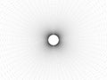 Wireframed hole. Vector abstract digital background. 3D tunnel grid. Wireframe 3D surface tunnel. Grid texture