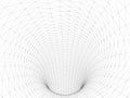 Wireframed hole. Vector abstract digital background. 3D tunnel grid. Wireframe 3D surface tunnel. Grid texture