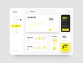 Wireframes screens. Dashboard UI and UX Kit design. Royalty Free Stock Photo
