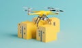 cargo fast delivery drone helicopter aircraft air blue fly technology. Generative AI.