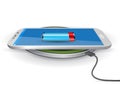 Wireless Battery Charger Pad with a Smartphone - Vector Illustration