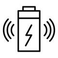 Wireless battery charging icon, outline style Royalty Free Stock Photo