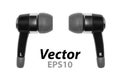 Wireless black headphones in vector.