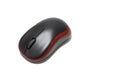 Wireless black and red computer mouse isolated on white background. Royalty Free Stock Photo