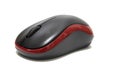 Wireless black and red computer mouse isolated on white background. Royalty Free Stock Photo