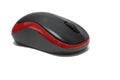 Wireless black and red computer mouse isolated on white background. Royalty Free Stock Photo