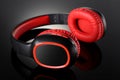 Wireless Bluetooth Headphones Gadget on Black Reflective Background