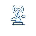 Wireless broadcasting  line icon concept. Wireless broadcasting  flat  vector symbol, sign, outline illustration. Royalty Free Stock Photo