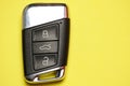 wireless car keys on yellow background. flat lay flat design Royalty Free Stock Photo