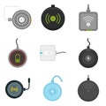 Wireless charger icons set, flat style