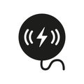 Wireless Charger Silhouette Icon. Power Charge for Mobile Phone Glyph Pictogram. Wireless Battery with Lightning. Device Royalty Free Stock Photo