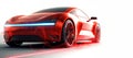 Wireless charging electric sports car red. Electromobility and ecology. The concept of wireless battery charging