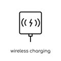 Wireless charging icon. Trendy modern flat linear vector Wireles Royalty Free Stock Photo