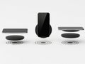 Wireless charging setup with multiple devices Royalty Free Stock Photo