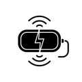 Wireless charging station black glyph icon