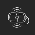 Wireless charging station chalk white icon on black background