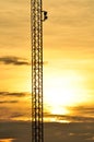 Wireless Communication Antenna With bright sky Telecommunication tower with antennas with blue sky. Royalty Free Stock Photo