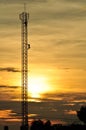 Wireless Communication Antenna With bright sky Telecommunication tower with antennas with blue sky. Royalty Free Stock Photo