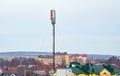 Wireless Communication Antenna Various GPS, cellphone, 3G, 4G and 5G equipped telecommunication tower on blue sky copy Royalty Free Stock Photo