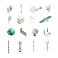 Wireless Communication Equipment Isometric Icons Royalty Free Stock Photo