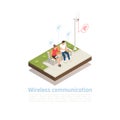 Wireless Communication Isometric Poster