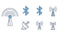 Wireless Communication and Signal Icons Set Royalty Free Stock Photo