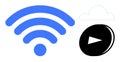 Wireless Streaming Technology Symbol with wireless, Cloud, and Play Button Elements Royalty Free Stock Photo