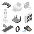 Wireless Communication Technology with Gadget and Networking System Isometric Vector Set Royalty Free Stock Photo