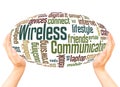 Wireless Communication word cloud hand sphere concept Royalty Free Stock Photo