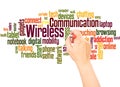 Wireless Communication word cloud hand writing concept Royalty Free Stock Photo