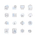 Wireless communications line icons collection. WiFi, Bluetooth, Radio, Antenna, Cellular, Satellite, Nerk vector and