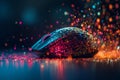 Wireless computer mouse with colorful data stream, representing digital communication and technology Royalty Free Stock Photo