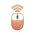 Wireless computer mouse emits connection signals, icon of technology for cursor control and device operation, modern Royalty Free Stock Photo