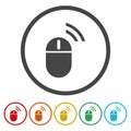 Wireless computer mouse icon. Set icons in color circle buttons Royalty Free Stock Photo