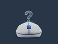 Wireless computer mouse with question mark sign icon over blue b Royalty Free Stock Photo