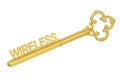 Wireless concept with golden key, 3D Royalty Free Stock Photo