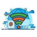Wireless conection illustration. Flat vector icon. can use for, icon design element,ui, web, mobile app