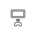 Wireless connection gamepad controller line icon