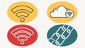 Wireless Connection Icons Vector Set for Digital Services, vector design Generative AI Royalty Free Stock Photo
