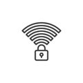 Wireless connection secured line icon