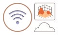 Wireless Connectivity and Cloud-Based Data Visualization with Simple Graphical Elements Royalty Free Stock Photo