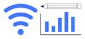 Wireless Connectivity and Data Analysis Visualization with Pencil and Bar Chart Concept Royalty Free Stock Photo